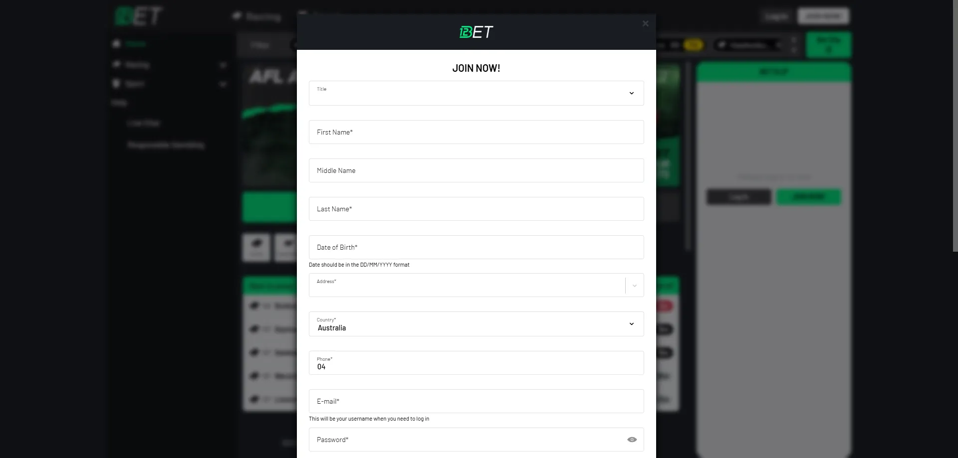 Documentos necessários para registro no 123bet casino Austrália