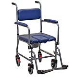 Cadeira cômoda acolchoada confortável com penico removível sobre rodízios para deficientes e idosos ...