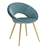 WOLTU BH230ts-1 Poltrona de veludo azul claro para cozinha, sala, cadeira moderna ...