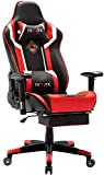 Cadeira ergonômica giratória feita de couro por Ficmax com encosto preto / vermelho