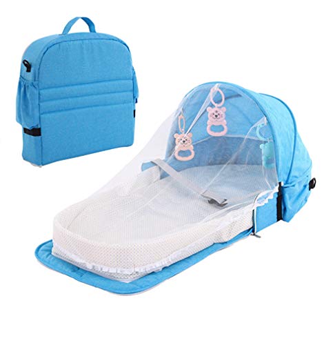 chaochao Berço de viagem dobrável portátil para bebês com mosquiteiro e brinquedos para dormir.