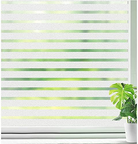 Qualsen Window Glass Vinyl Antiaderente Window Vinyl Privacy Decorativas Frozen Stripes Window Stickers Office Living Room Kitchen (90 x 200cm, medium strip)