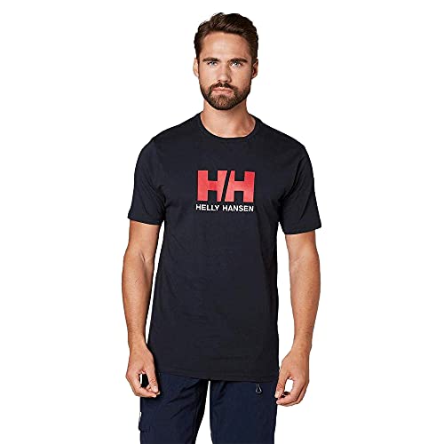 Camiseta Helly Hansen de manga curta de algodão com logotipo HH no peito, azul marinho, XL para homem