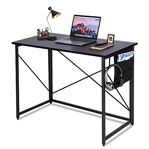 Mesa de computador para dever de casa, mesa dobrável para jogos de computador Área de trabalho pequena, escrita Móveis de estudo Preto 100 x 50 x 75 cm