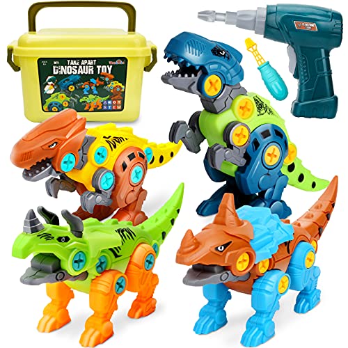 Dreamon Dinosaurs Kids Toy Box com furadeira elétrica, brinquedos de construção, presentes para meninos e meninas