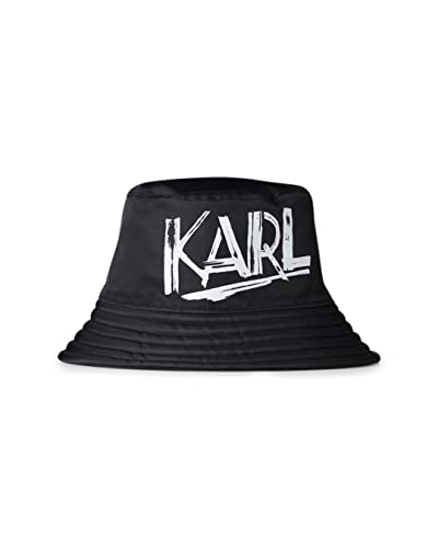 KARL LAGERFELD Boné masculino reversível em nylon preto e algodão com logotipo 216W3406 Karl