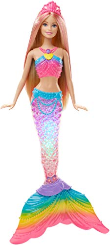 Barbie Dreamtopia, boneca Mermaid Rainbow Lights, presente para meninos e meninas de 3 a 9 anos (Mattel DHC40)