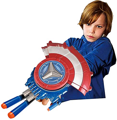 Marvel's Avengers Tables, Captain America Shield Launcher Soft Bomb Toy com 10 Soft Pumps adequados para crianças Cosplay Launcher