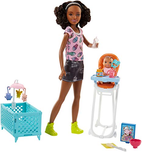 Quero ser babá da Barbie, boneca, cadeira alta e berço (Mattel FHY99)
