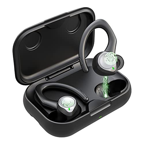 Fones de ouvido esportivos sem fio Bluetooth 5.1, fones de ouvido esportivos inaláveis ​​IPX7 Tipo 2, fones de ouvido estéreo, carregamento rápido USB-C, corrida, esportes