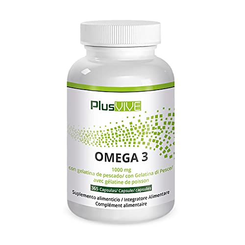 Plusvive - 365 cápsulas de ômega 3 revestidas com gelatina de peixe (1000 mg)