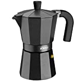 Monix Vitro Noir – cafeteira italiana de alumínio, capacidade 6 xícaras, adequada para todos os tipos de...