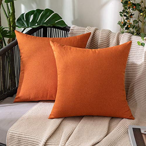 MIULEE fronha de linho para fronha macia ao ar livre à prova d'água sofá moderno travesseiros decorativos para sala de estar cama cadeira de escritório quarto lombar 40x40cm 2 peças laranja