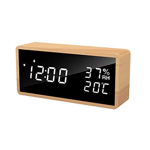 Despertador LED Despertador Digital, Relógio de Mesa com Controle de Voz, Data, Temperatura e Umidade, Casa, Quarto, Berçário e Escritório