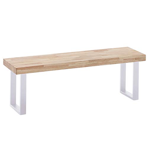 Loft, banco de mesa de jantar, assento lateral, carvalho selvagem e acabamento branco, dimensões: 120cm (largura) x 34cm (profundidade) x 47cm (altura)