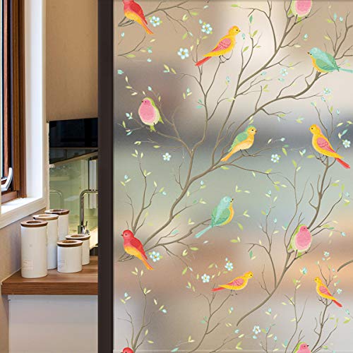 Vidro de janela Lifetree, privacidade, vidro fosco, estático, pássaro 44,5 * 200 cm
