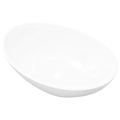 Lavatório de luxo em cerâmica oval branca 40 x 33 cm