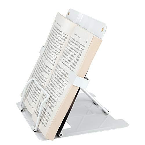 Suporte de livro de leitura de metal multifuncional 6 níveis ajustável portátil fardo prateleiras de leitura receitas para receitas, livros didáticos, documentos