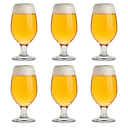 UNISHOP Conjunto de 6 canecas de cerveja, copo de cerveja de vidro, 37CL Laváveis ​​na máquina de lavar loiça
