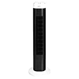 Ventilador de coluna portátil oscilante Amazon Basics com 3 velocidades e temporizador, 45W