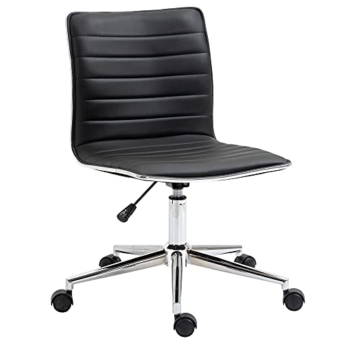 Cadeira de escritório ergonómica Vinsetto Cadeira de secretária giratória com encosto regulável em altura Estofos em couro ecológico Capacidade 120 kg 47x57x76.5-86.5 cm Preto