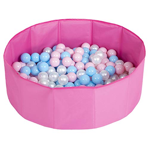 Piscina dobrável Selonis com 200 bolas NZ-78-BLUE, rosa: azul claro / rosa claro / pérola