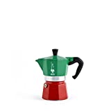 Bialetti - Moka Express Italian Collection: Máquina de café expresso italiana icônica, café italiano autêntico, máquina de café Moka 3 xícaras (130 ml), alumínio, verde prata