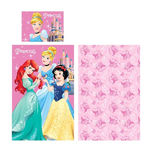 Roupa de Cama Disney Princess - Almofada, 40 x 55 cm e edredom, 90 x 140 cm, 100% algodão