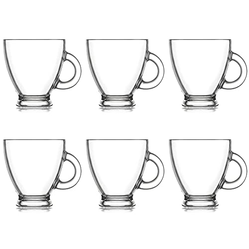 UNISHOP Conjunto de 6 chávenas em vidro transparente, capacidade 9,5 cl, para café expresso e corte, laváveis ​​na máquina de lavar loiça