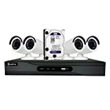Kit de vigilância por vídeo profissional Safire(Hikvision) PoC (um único cabo para alimentação e vídeo por câmera) completo pré-configurado