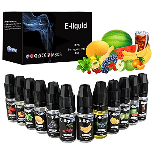 E-Liquid, 12 X 10ml E Liquid Vaper sem Nicotina, E-Liquid VG50 / PG50, E-Liquid / E Shisha / E Hookah E-cigarro Set (0,0 mg de nicotina)