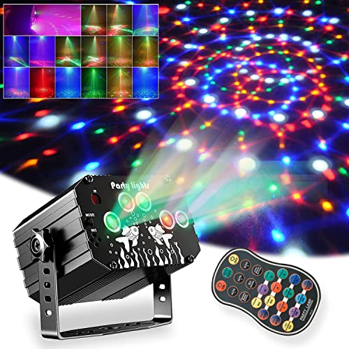 Luzes de discoteca, luzes de festa, luzes de DJ LED RGB ativadas por som, mini luzes estroboscópicas com controle remoto para crianças, aniversários, festas de karaokê, casamentos[Clase energética A+++]